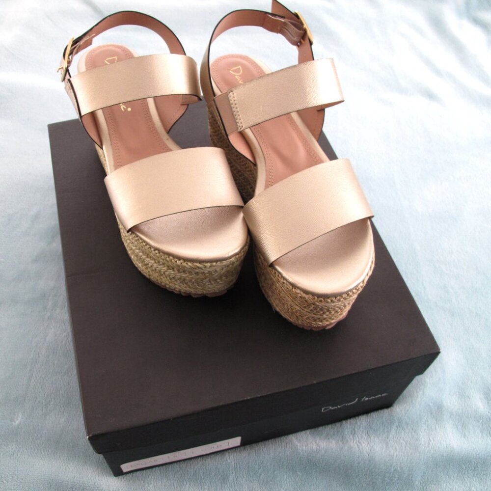DAVID ISAAC Wedge PLATFORMS 🆕 Size 6style DALLAS Color: GOLD NWT
